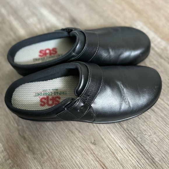 SAS Clog slip on Classic Black Leather Loafers - Picture 4 of 10